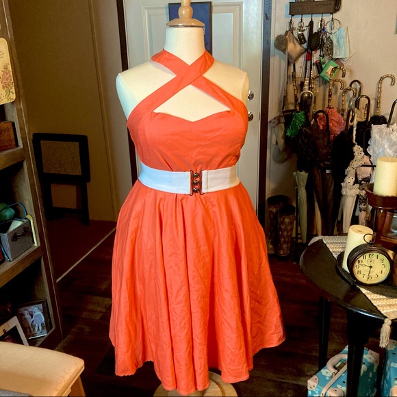 Unique Vintage Dresses & Skirts - NWT UNIQUE VINTAGE PANTONE LIVING CORAL 👗 2X/18